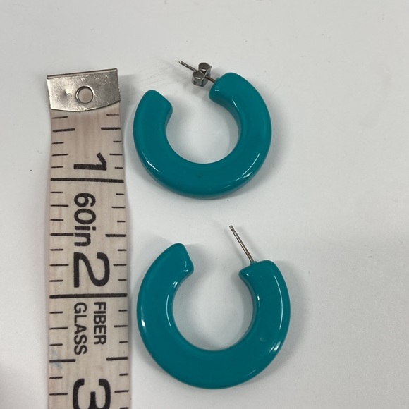 Sold❌❌❌Vintage teal hoop earrings - Picture 3 of 3